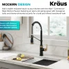 Outlet Allyn Single Handle Pull Down Kitchen Faucet in Spot-Free Brushed Brass + Matte Black Single Hole