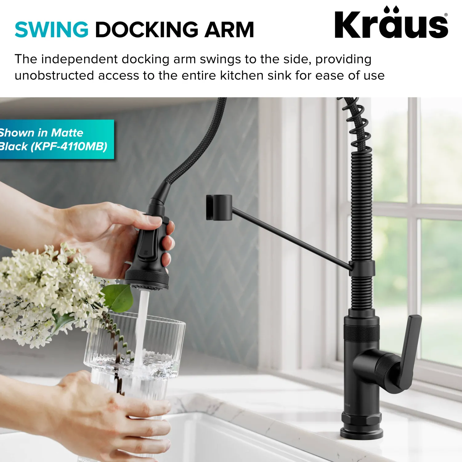 Outlet Allyn Single Handle Pull Down Kitchen Faucet in Spot-Free Brushed Brass + Matte Black Single Hole