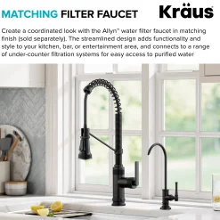 Outlet Allyn Single Handle Pull Down Kitchen Faucet in Matte Black Single Hole