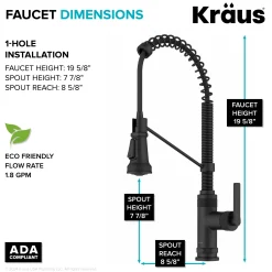 Outlet Allyn Single Handle Pull Down Kitchen Faucet in Matte Black Single Hole