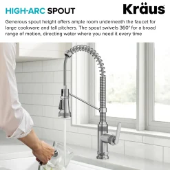 Discount Allyn Single Handle Pull Down Kitchen Faucet in Spot-Free Stainless Steel Single Hole