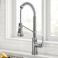 Discount Allyn Single Handle Pull Down Kitchen Faucet in Spot-Free Stainless Steel Single Hole