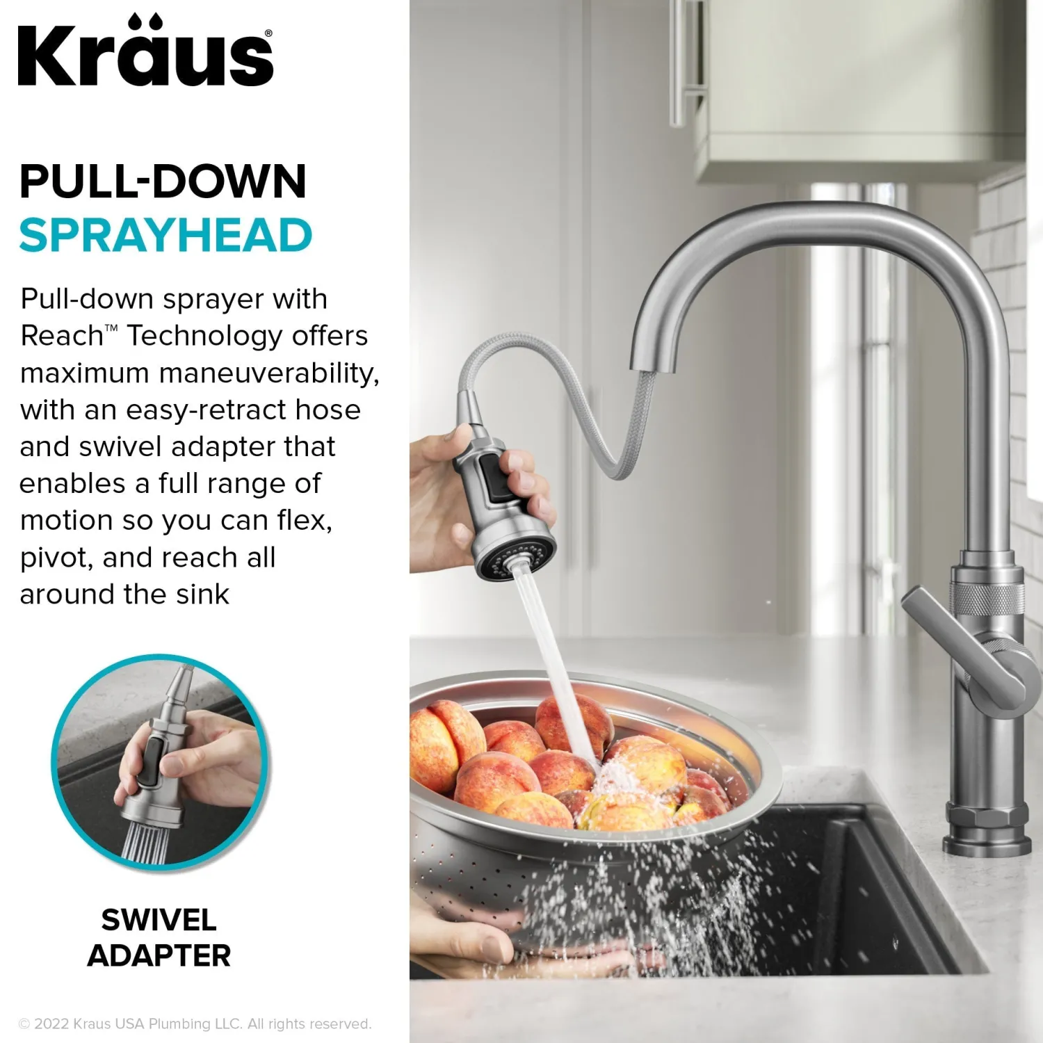 New Allyn Stainless Nut & Bolt Diamond Cut Kitchen Faucet Single Hole