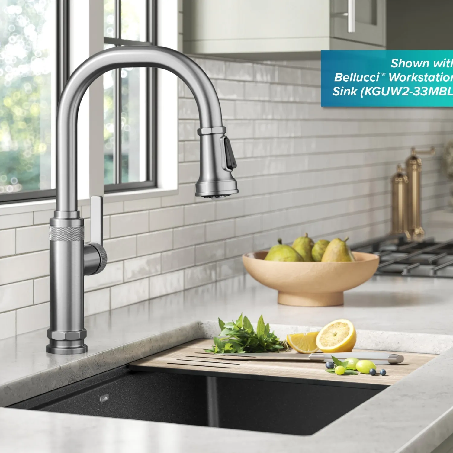 New Allyn Stainless Nut & Bolt Diamond Cut Kitchen Faucet Single Hole