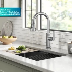 New Allyn Stainless Nut & Bolt Diamond Cut Kitchen Faucet Single Hole