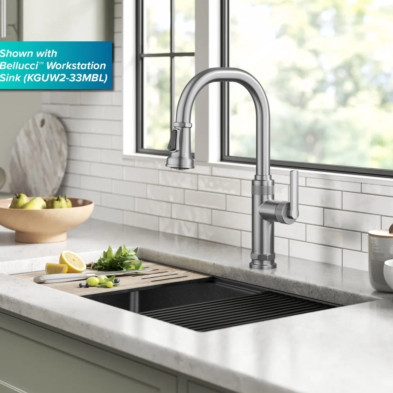 New Allyn Stainless Nut & Bolt Diamond Cut Kitchen Faucet Single Hole