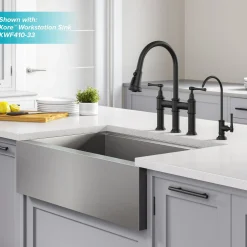 Sale Allyn Transitional Bridge Kitchen Faucet & Water Filter Faucet in Matte Black Water Filter Faucets|Bridge Faucets