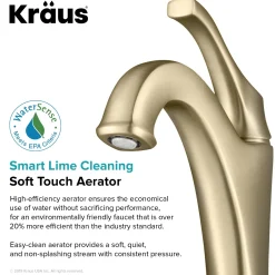 Arlo Brushed Gold Tall Vessel Bathroom Faucet with Pop-Up Drain Vessel Faucets