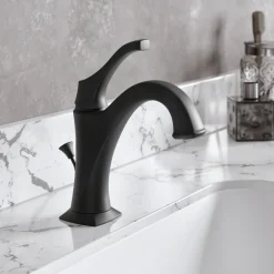 Best Arlo Single Handle Basin Bathroom Faucet in Matte Black Single Hole