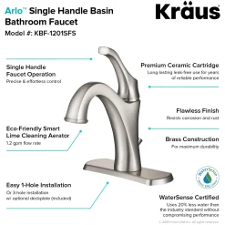 Sale Arlo Single Handle Basin Bathroom Faucet in Spot-Free all-Brite Brushed Nickel Single Hole