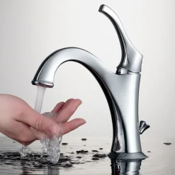 Hot Arlo Single Handle Bathroom Faucet with Lift Rod Drain and Deck Plate in Chrome Single Hole