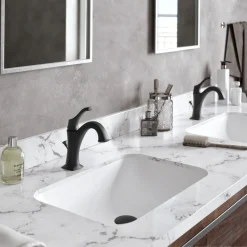 Clearance Arlo Single Handle Bathroom Faucet with Lift Rod Drain and Deck Plate in Matte Black Single Hole