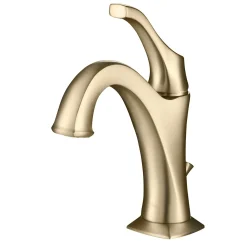 Hot Arlo Single Handle Bathroom Faucet with Lift Rod Drain and Deck Plate in Brushed Gold Single Hole