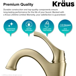 Hot Arlo Single Handle Bathroom Faucet with Lift Rod Drain and Deck Plate in Brushed Gold Single Hole