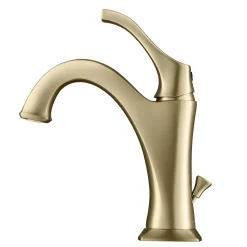 Hot Arlo Single Handle Bathroom Faucet with Lift Rod Drain and Deck Plate in Brushed Gold Single Hole