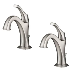 Hot Arlo Single Handle Bathroom Faucet with Lift Rod Drain and Deck Plate in Spot Free Stainless Steel Single Hole