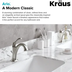 Hot Arlo Single Handle Bathroom Faucet with Lift Rod Drain and Deck Plate in Spot Free Stainless Steel Single Hole