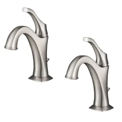 Hot Arlo Single Handle Bathroom Faucet with Lift Rod Drain and Deck Plate in Spot Free Stainless Steel Single Hole