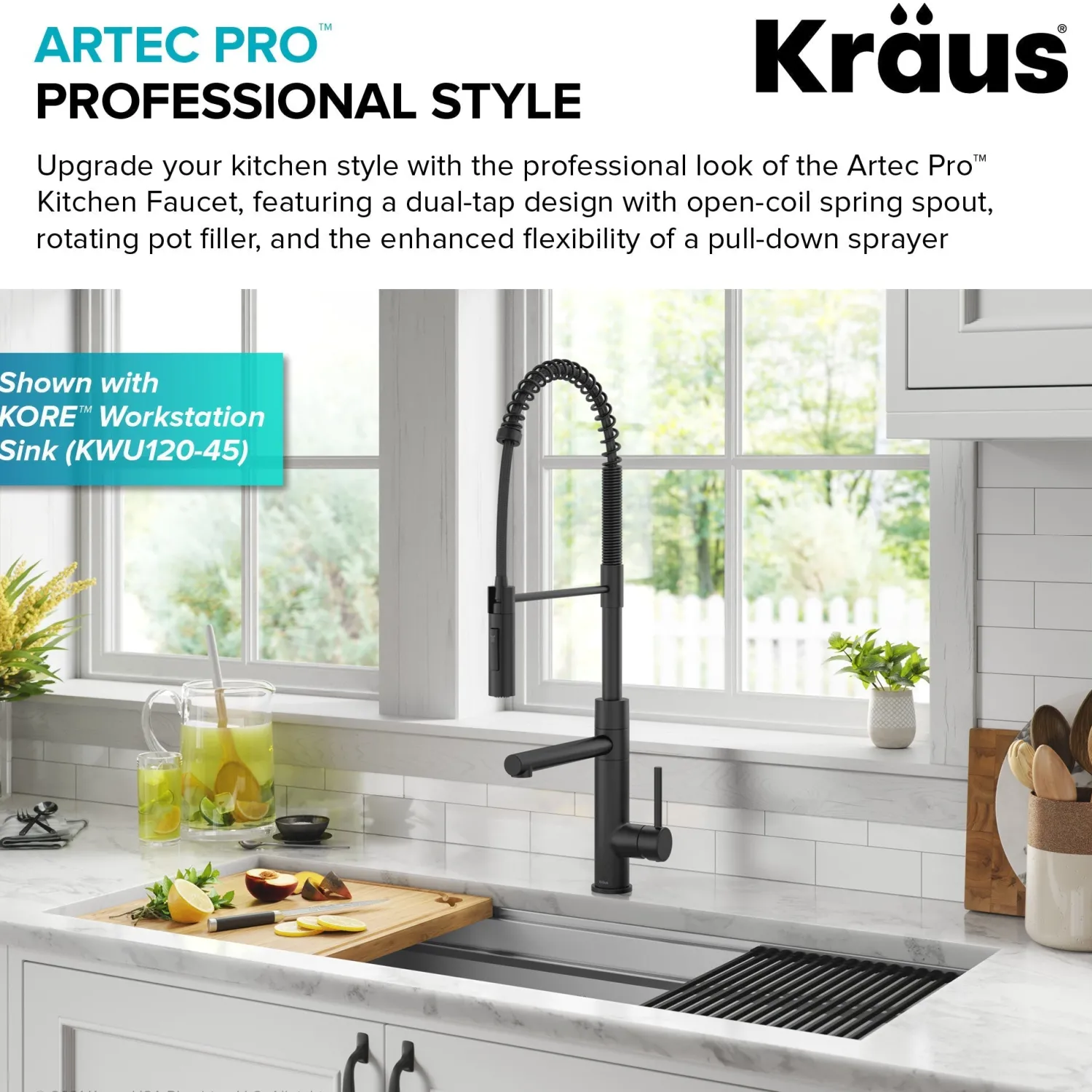 Outlet Artec Pro Commercial Style Single Handle Kitchen Faucet with Pot Filler in Matte Black Single Hole
