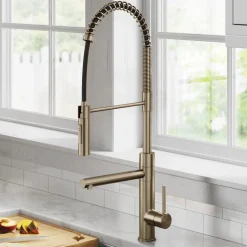  Artec Pro Commercial Style Single Handle Kitchen Faucet with Pot Filler in Spot Free Antique Champagne Bronze Single Hole