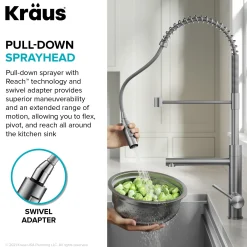  Artec Pro Commercial Style Single Handle Kitchen Faucet with Pot Filler in Brushed Brass Single Hole