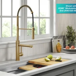  Artec Pro Commercial Style Single Handle Kitchen Faucet with Pot Filler in Brushed Brass Single Hole