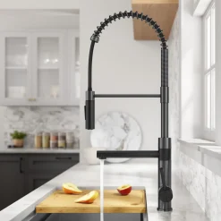  Artec Pro Commercial Style Single Handle Kitchen Faucet with Pot Filler in Matte Black / Spot Free Black Stainless Steel Single Hole
