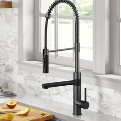  Artec Pro Commercial Style Single Handle Kitchen Faucet with Pot Filler in Matte Black / Spot Free Black Stainless Steel Single Hole
