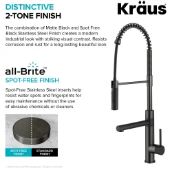  Artec Pro Commercial Style Single Handle Kitchen Faucet with Pot Filler in Matte Black / Spot Free Black Stainless Steel Single Hole