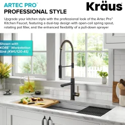 Best Artec Pro Commercial Style Single Handle Kitchen Faucet with Pot Filler in Spot Free Antique Champagne Bronze / Matte Black Single Hole