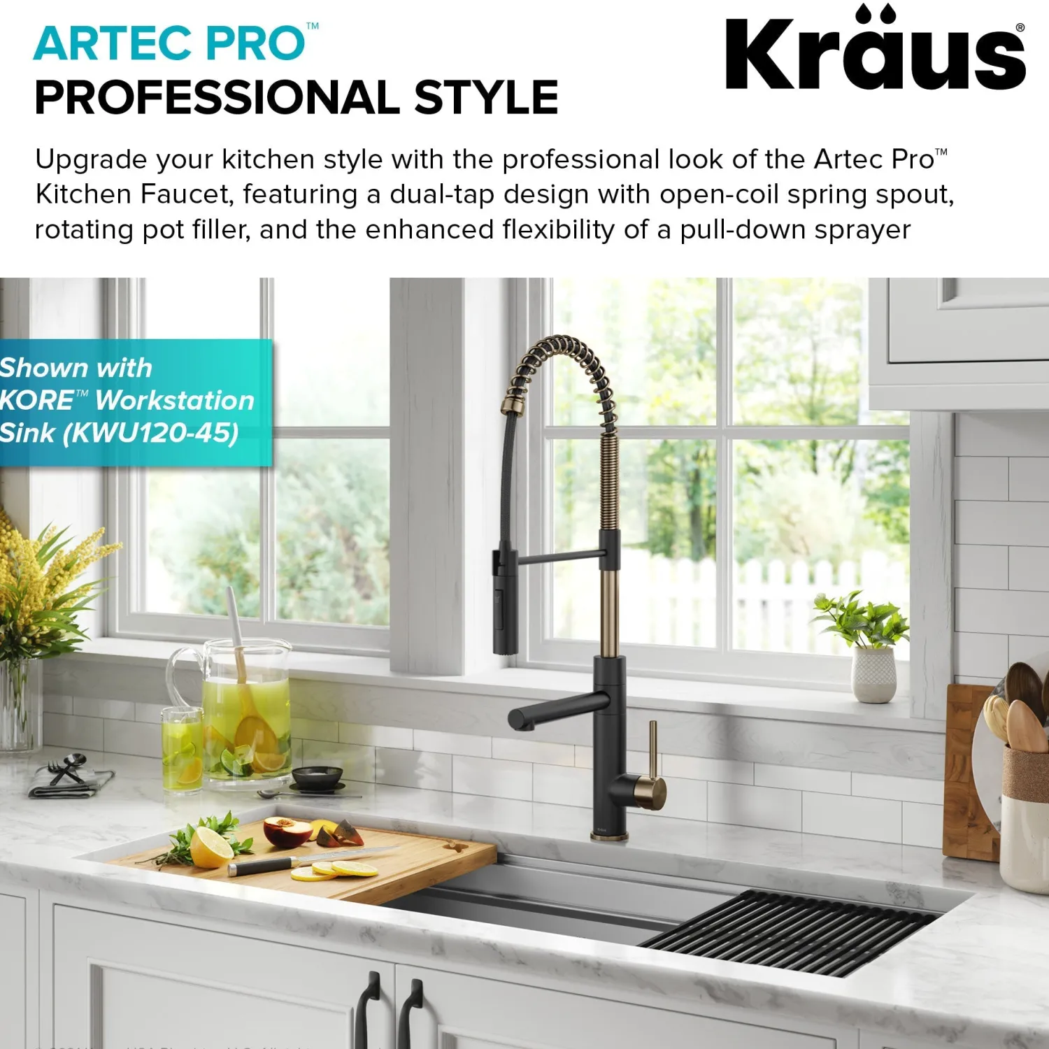 Best Artec Pro Commercial Style Single Handle Kitchen Faucet with Pot Filler in Spot Free Antique Champagne Bronze / Matte Black Single Hole