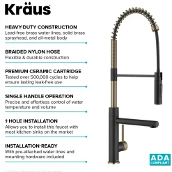 Best Artec Pro Commercial Style Single Handle Kitchen Faucet with Pot Filler in Spot Free Antique Champagne Bronze / Matte Black Single Hole