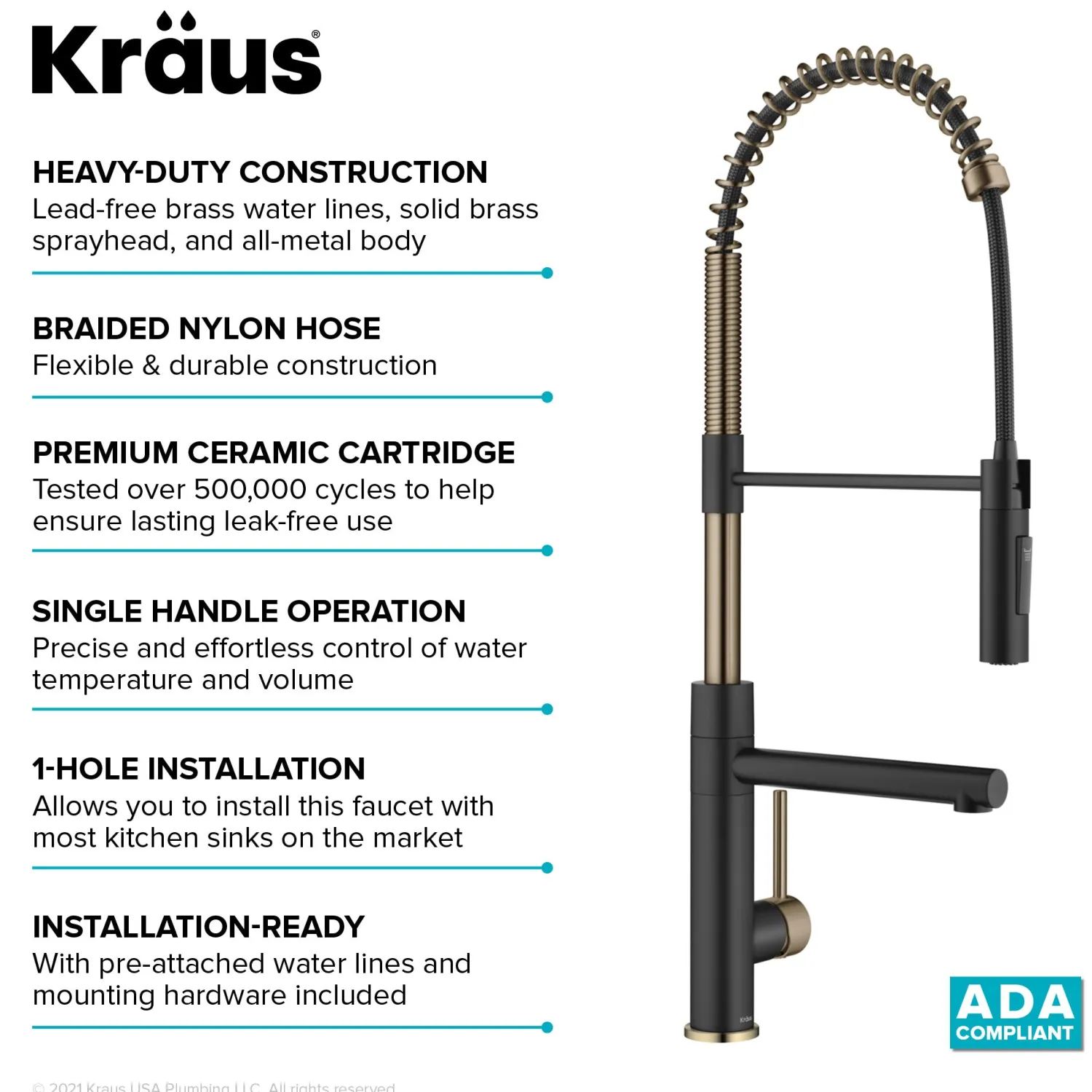 Best Artec Pro Commercial Style Single Handle Kitchen Faucet with Pot Filler in Spot Free Antique Champagne Bronze / Matte Black Single Hole