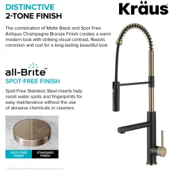 Best Artec Pro Commercial Style Single Handle Kitchen Faucet with Pot Filler in Spot Free Antique Champagne Bronze / Matte Black Single Hole