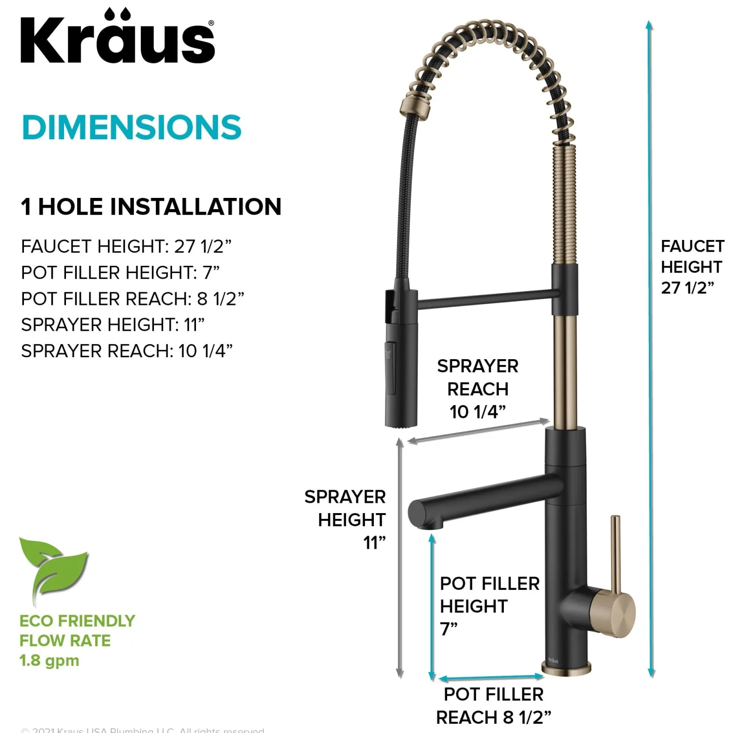 Best Artec Pro Commercial Style Single Handle Kitchen Faucet with Pot Filler in Spot Free Antique Champagne Bronze / Matte Black Single Hole