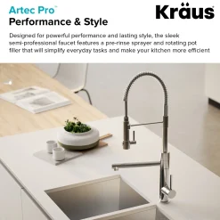 Outlet Artec Pro 2-Function Commercial Style Pre-Rinse Kitchen Faucet in Brushed Gold Single Hole