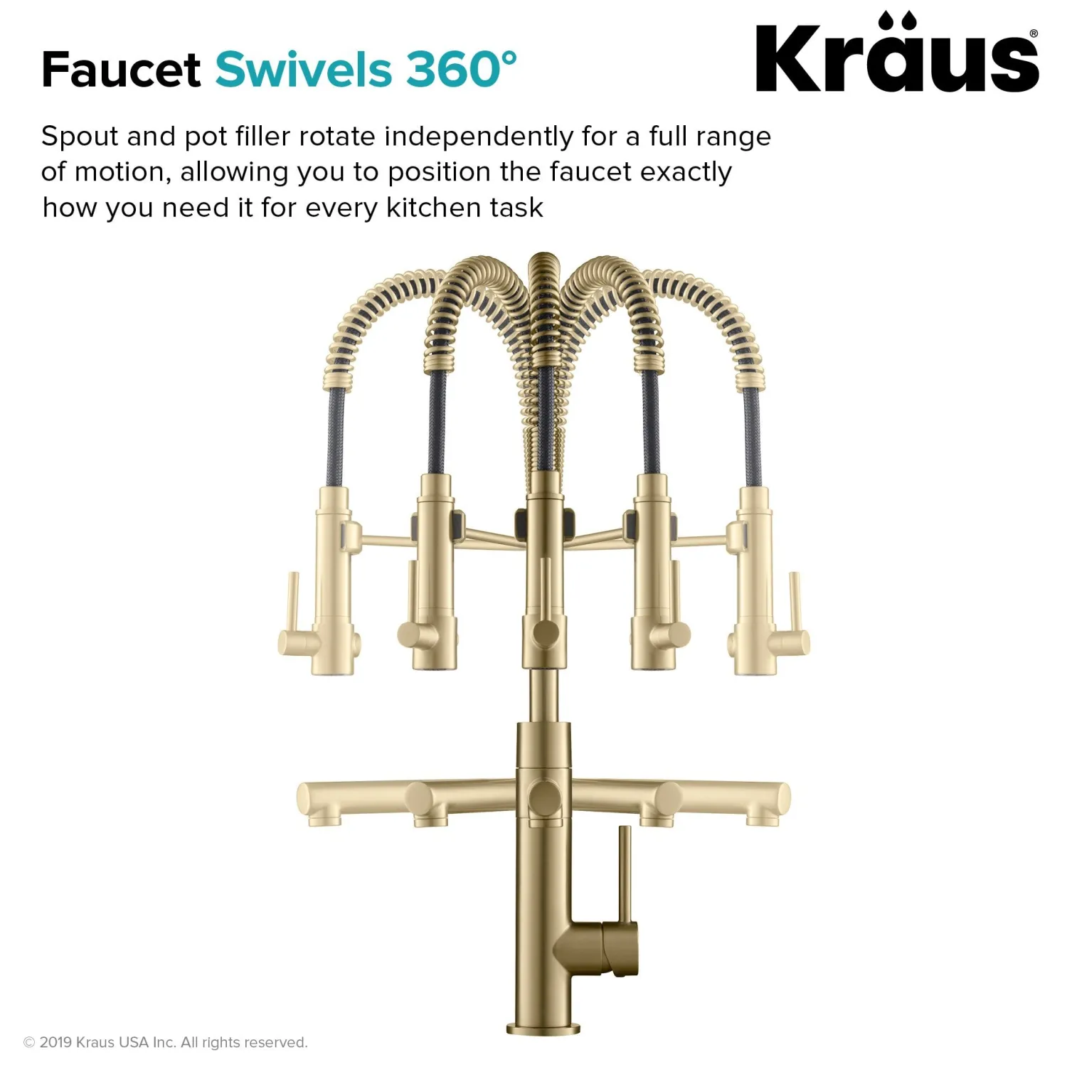 Outlet Artec Pro 2-Function Commercial Style Pre-Rinse Kitchen Faucet in Brushed Gold Single Hole