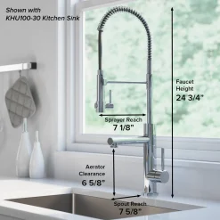 Hot Artec Pro 2-Function Commercial Style Pre-Rinse Kitchen Faucet in Black Stainless/Brushed Gold Single Hole