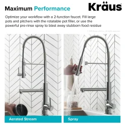 Hot Artec Pro 2-Function Commercial Style Pre-Rinse Kitchen Faucet in Black Stainless/Brushed Gold Single Hole