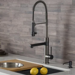 Online Artec Pro 2-Function Commercial Style Pre-Rinse Kitchen Faucet in Matte Black/Black Stainless Single Hole