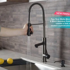 Online Artec Pro 2-Function Commercial Style Pre-Rinse Kitchen Faucet in Matte Black/Black Stainless Single Hole
