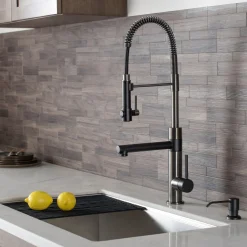 Online Artec Pro 2-Function Commercial Style Pre-Rinse Kitchen Faucet in Matte Black/Black Stainless Single Hole