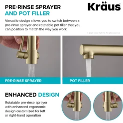 Artec Pro 2-Function Commercial Style Pre-Rinse Kitchen Faucet in Spot Free Antique Champagne Bronze with Soap Dispenser Single Hole