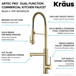 Discount Artec Pro 2-Function Commercial Style Pre-Rinse Kitchen Faucet in Spot Free Antique Champagne Bronze Single Hole