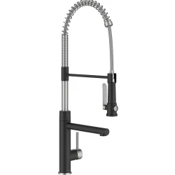 Artec Pro 2-Function Single Handle Pull Down Kitchen Faucet in Spot-Free Stainless Steel & Matte Black Single Hole