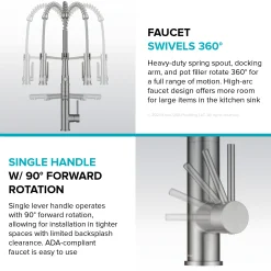 Discount Artec Pro 2-Function Single Handle Pull Down Kitchen Faucet in Brushed Brass & Matte Black Single Hole