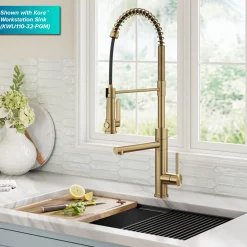 Sale Artec Pro 2-Function Single Handle Pull Down Kitchen Faucet in Brushed Brass Single Hole