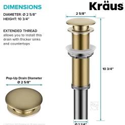 Sale Bathroom Sink Pop-Up Drain with Extended Thread Sink Drains|Overflow Bathroom Sink Drains