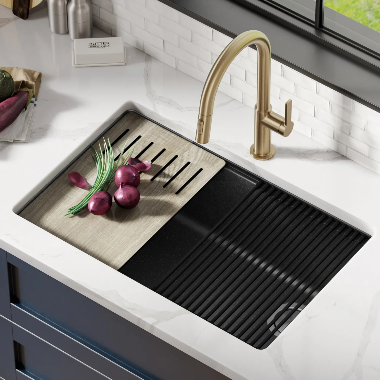 Bellucci Workstation 30" Undermount Granite Composite Single Bowl Kitchen Sink with Accessories Workstation Sinks|Single Bowl Sinks