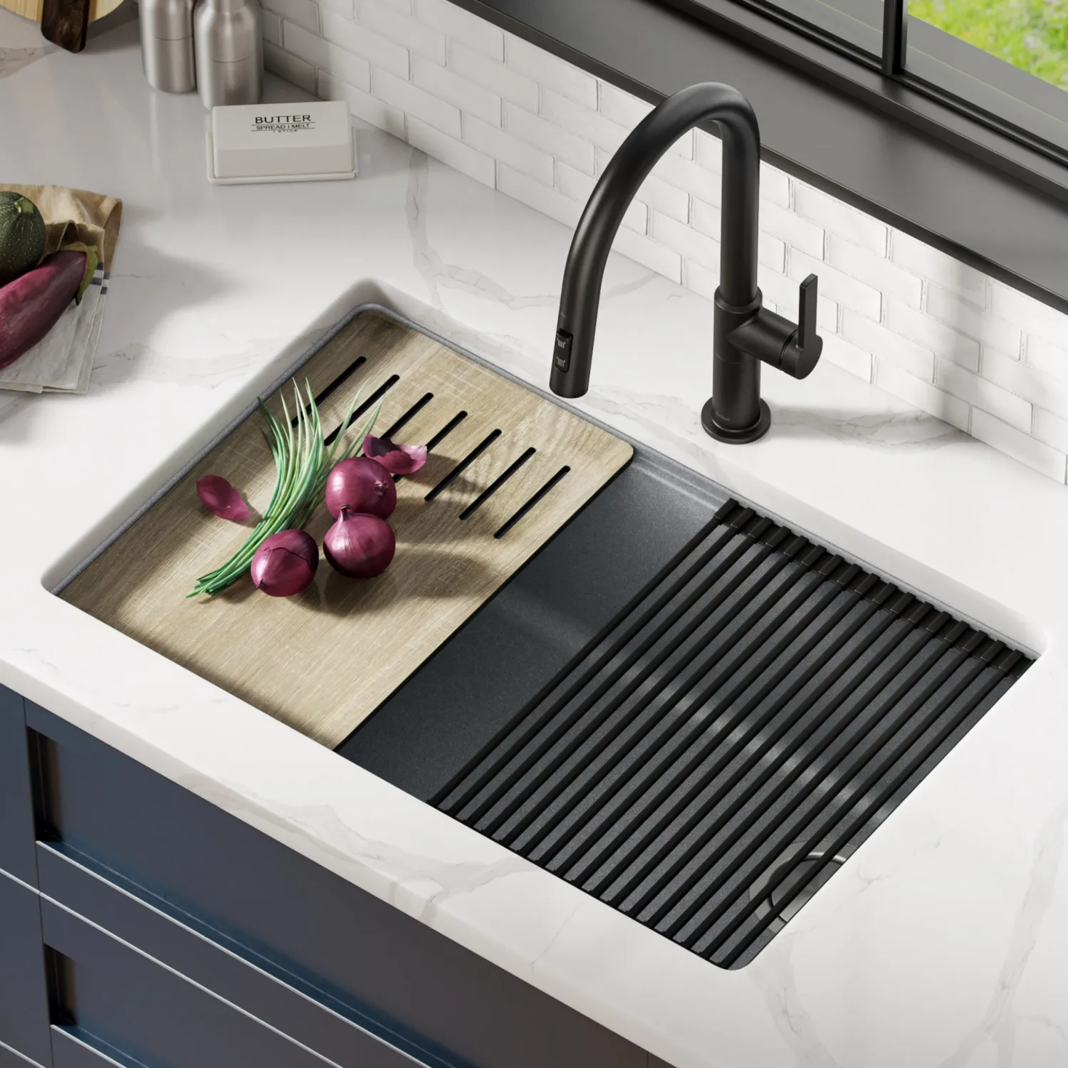 Bellucci Workstation 30" Undermount Granite Composite Single Bowl Kitchen Sink with Accessories Workstation Sinks|Single Bowl Sinks